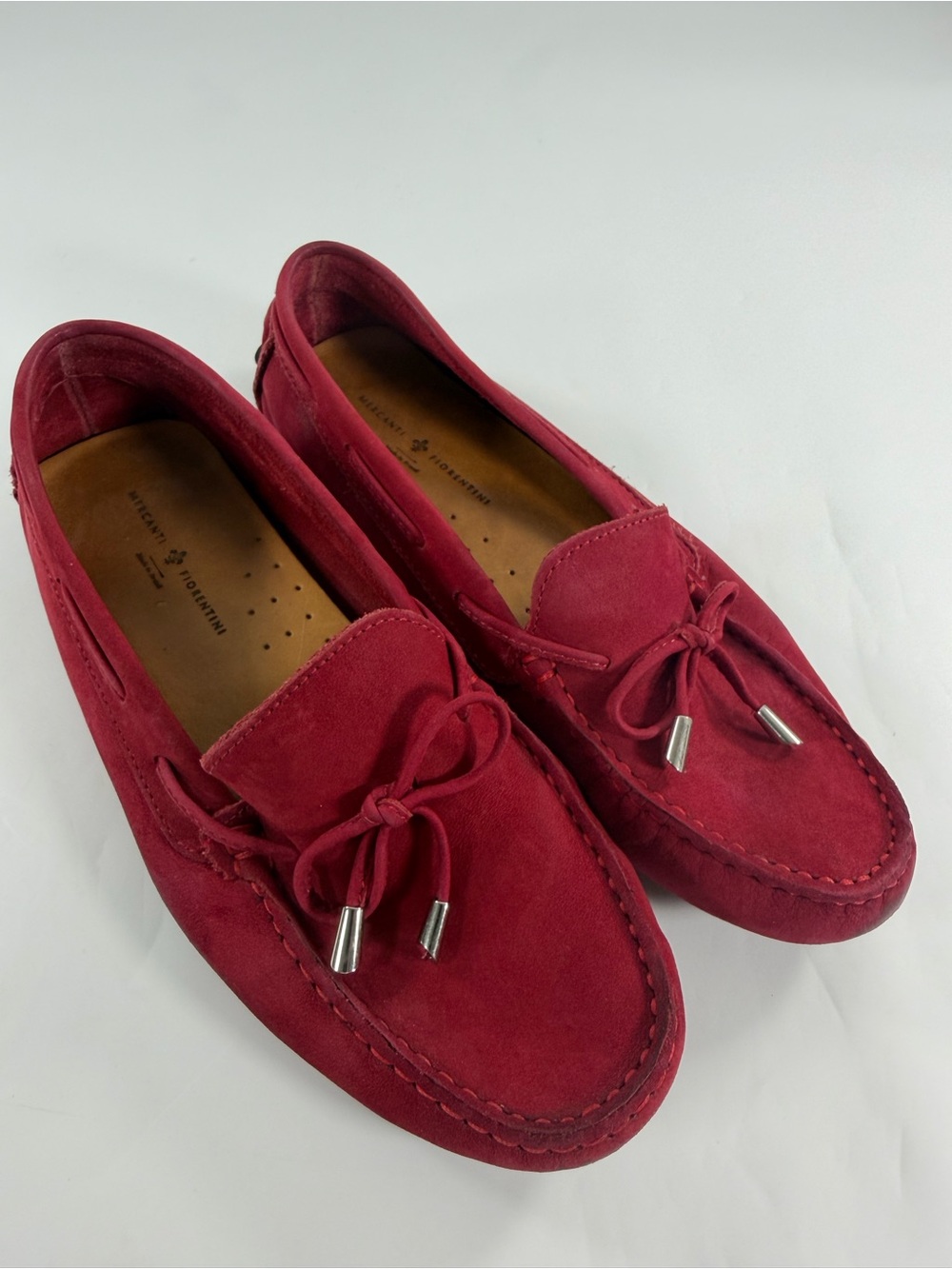 Mercanti Fiorentini Red Suede Moccasin Loafers